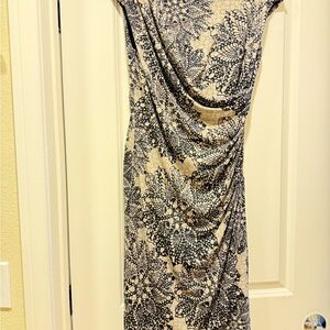 Connected Apparel One Shoulder Black and Cream Dress